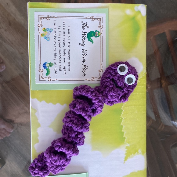 SPECIAL 2 for $25 Handmade 8” wiggly Worry Worm with Poem Amigurumi - Picture 10 of 16
